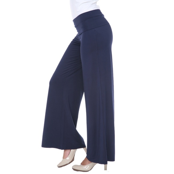 White Mark Pants - Palazzo Pants-550/navy FOLD DOWN WAIST WIDE LEG